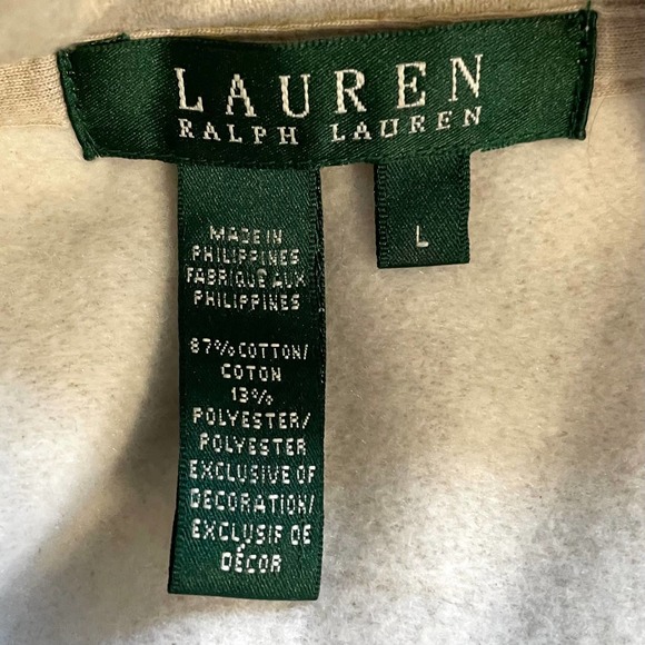 Ralph Lauren Cream Cotton Knit Full Zip Utility Jacket Large - Picture 5 of 6